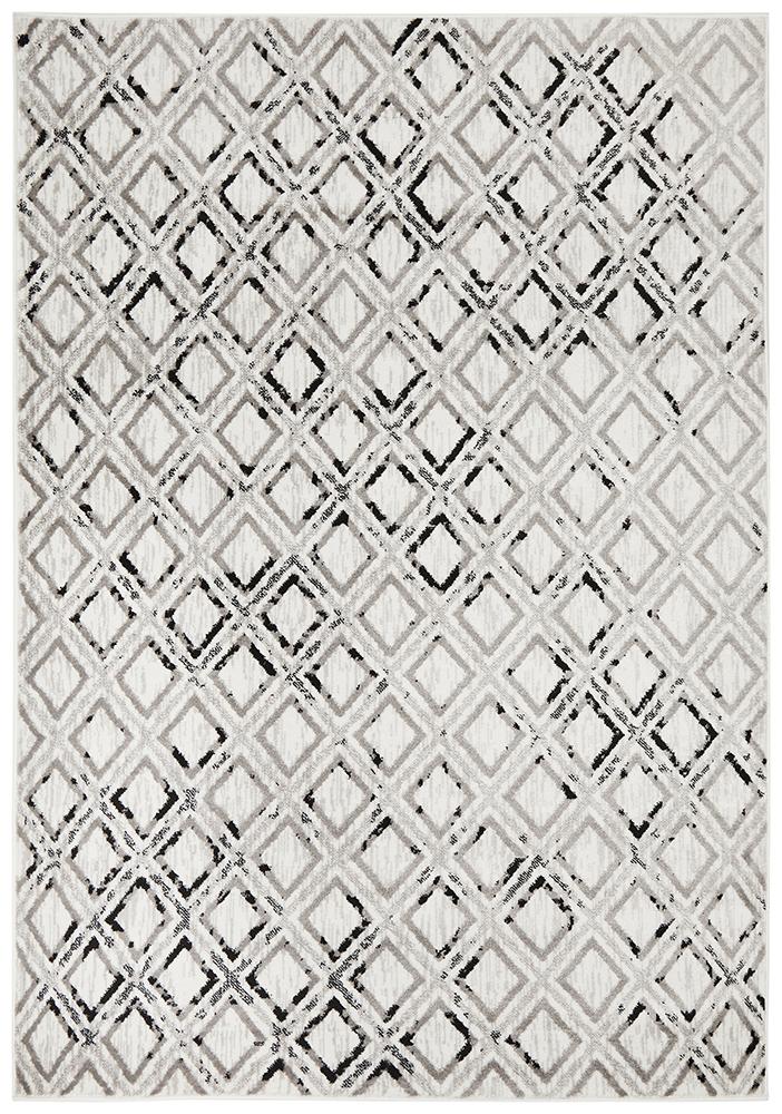 Metropolitan Maisie Ivory Black Geometric Diamonds Rug