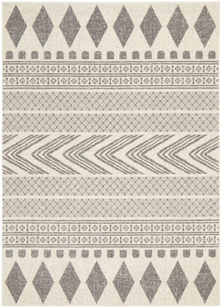 Mystique Grey and White Tribal Imprints Rug