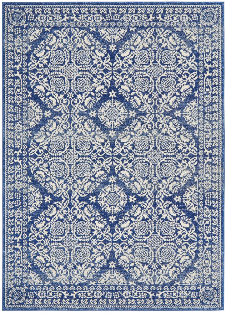 Mystique Navy Blue Suzani Prints Transitional Rug