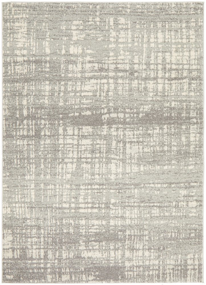 Mystique Silver White Crosshatch Rug