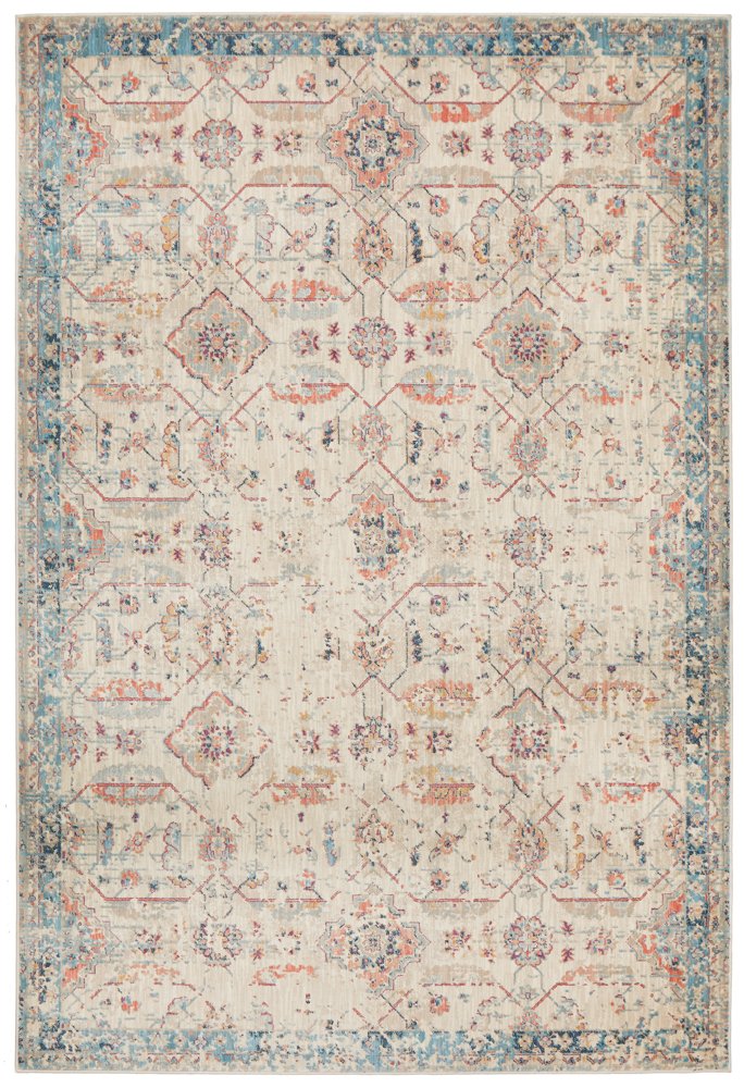 Odette Blue Beige Geometric Distressed Rug