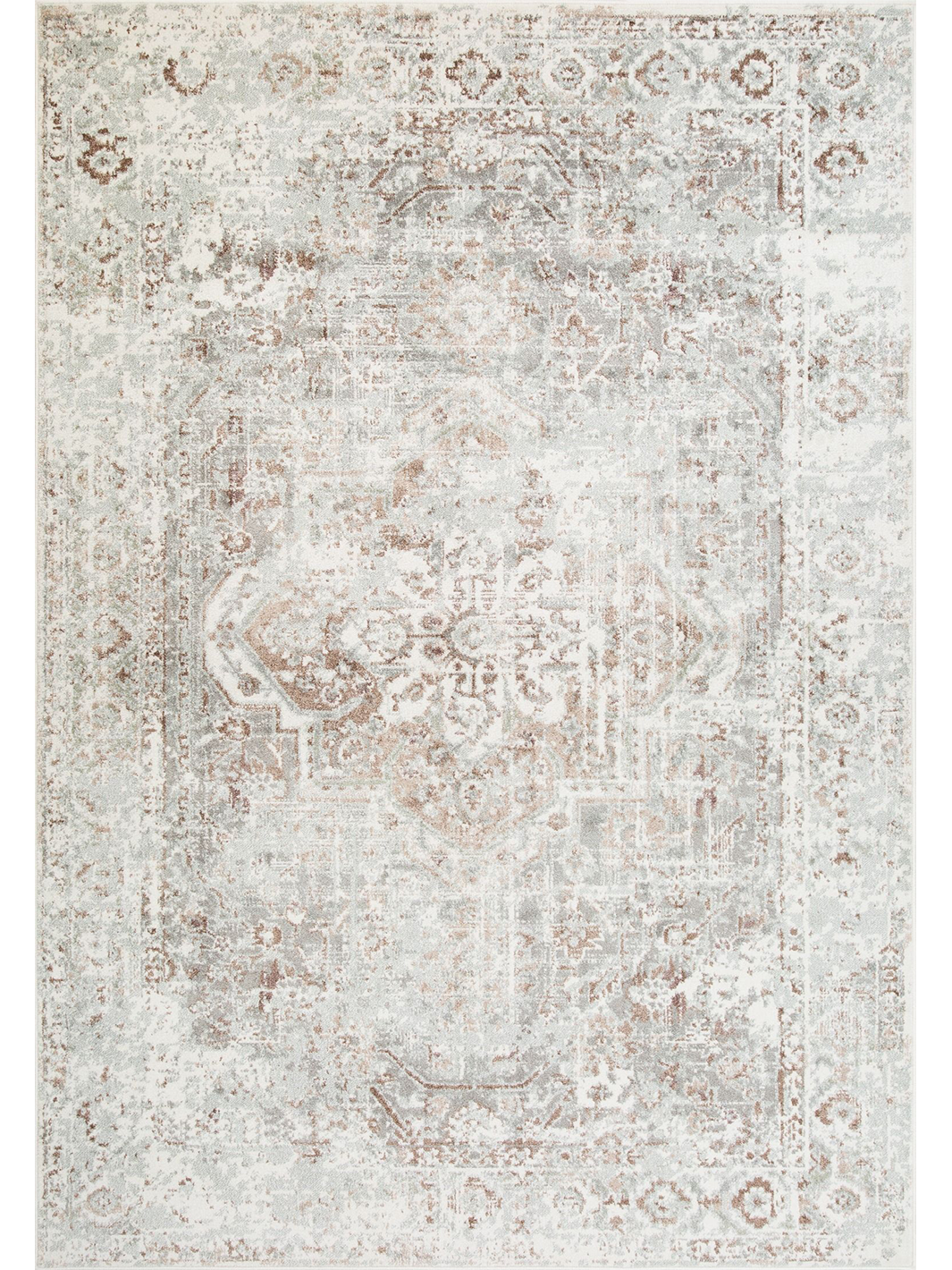 Kira Beige Grey Medallion Transitional Rug