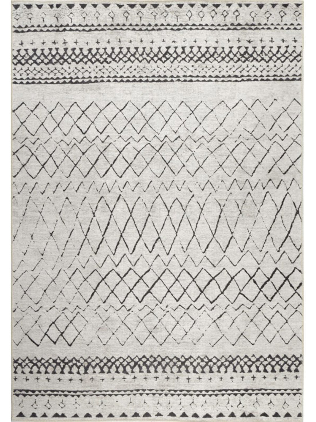 Vivien Black Ivory Geometric Tribal Vintage Rug