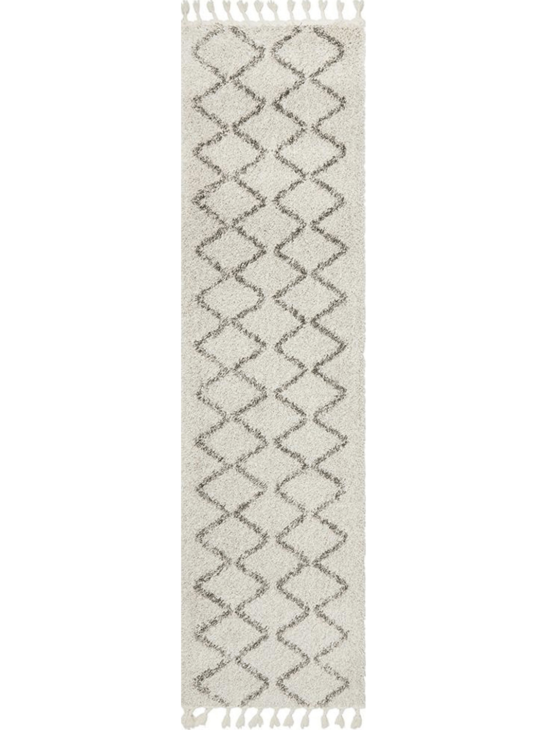 Saffia Natural Zigzag Plush Boho Hallway Runner Rug