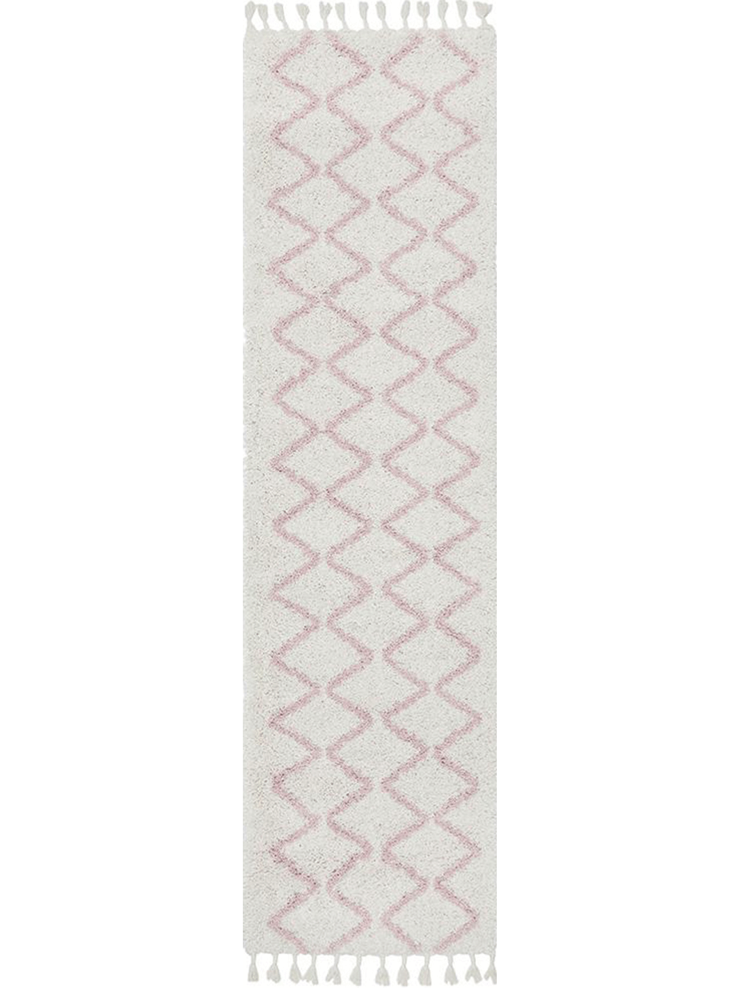 Saffia Pink Zigzag Plush Boho Hallway Runner Rug