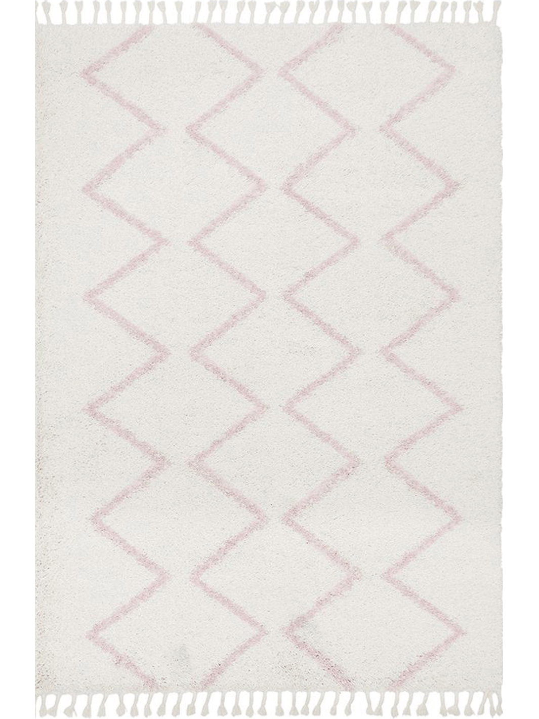 Saffia Pink Zigzag Plush Boho Rug