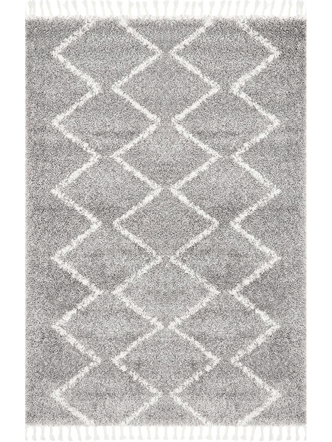 Saffia Silver Zigzag Plush Boho Rug