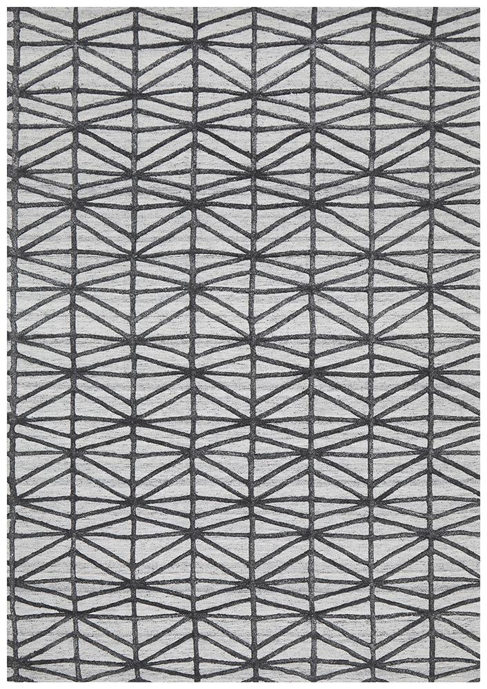 Visage Grey Black Geometric Abstract Pattern Rug