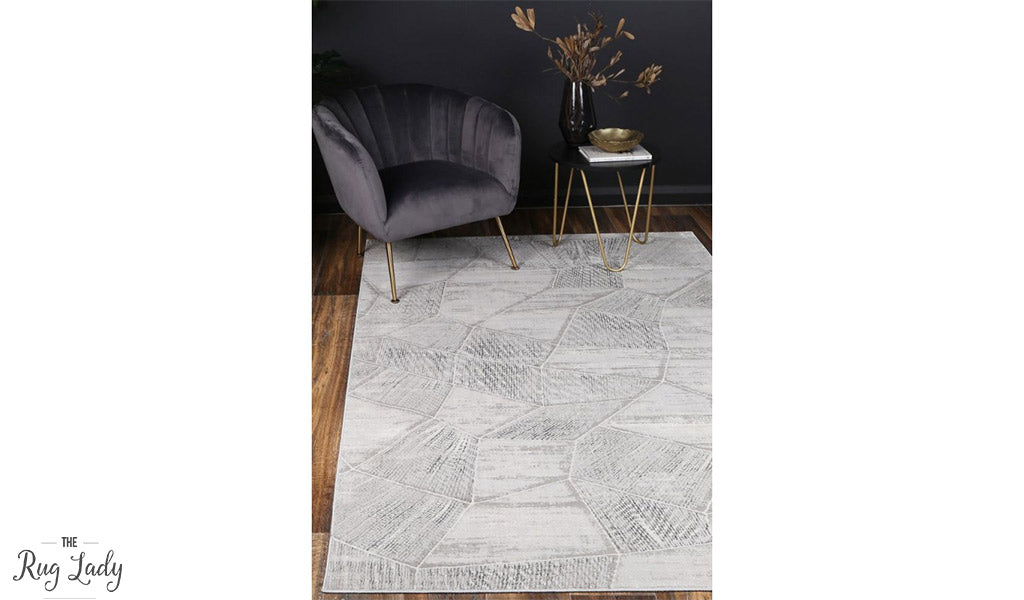 Polly Grey Ivory Geometric Tiled Rug