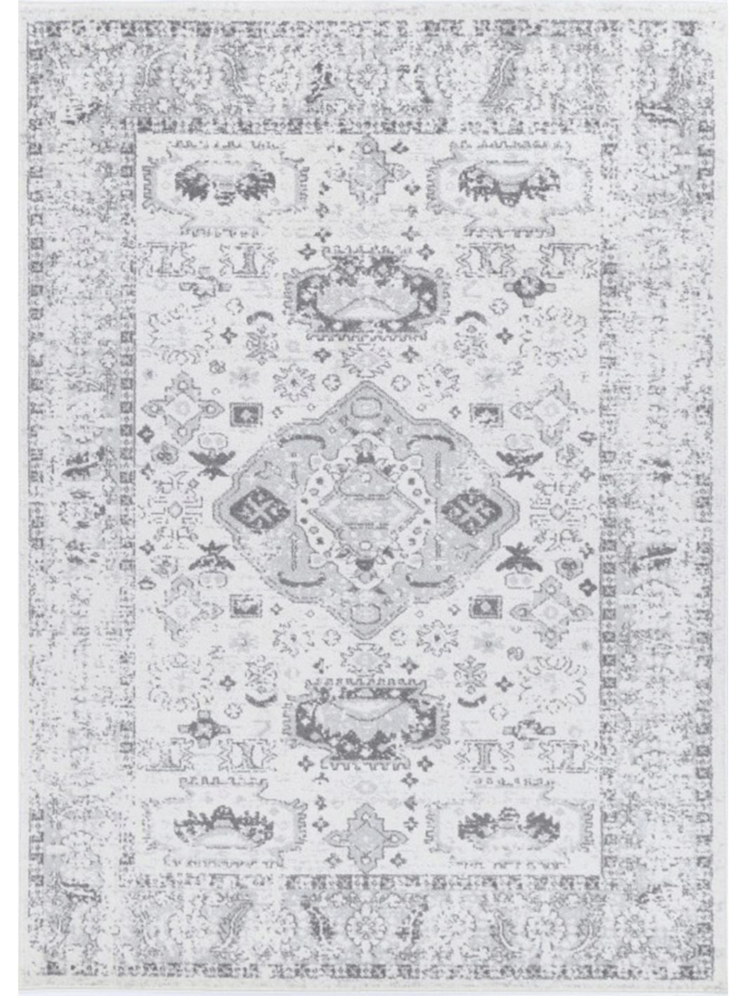 Priscilla Grey Ivory Medallion Rug