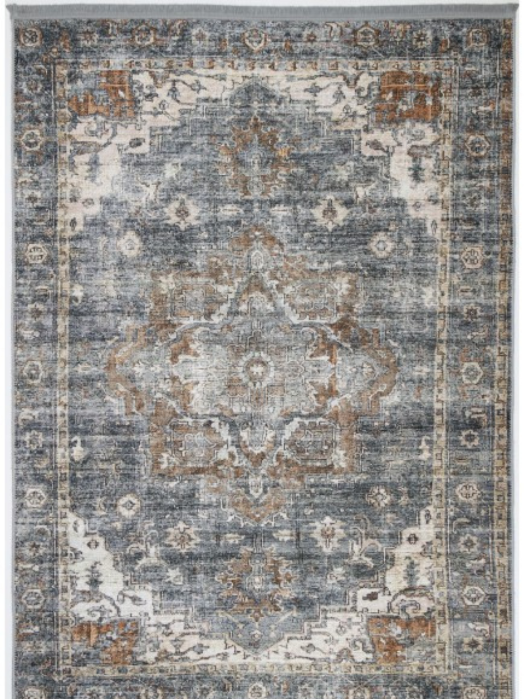 Vivien Dark Grey Beige Medallion Transitional Vintage Rug