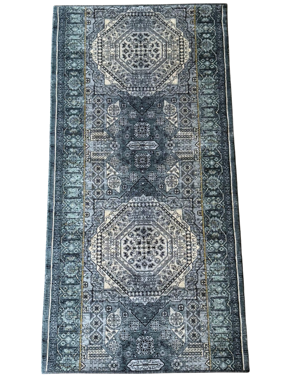 Hive Midnight Geometric Medallion Hallway Runner in 100 CM Wide