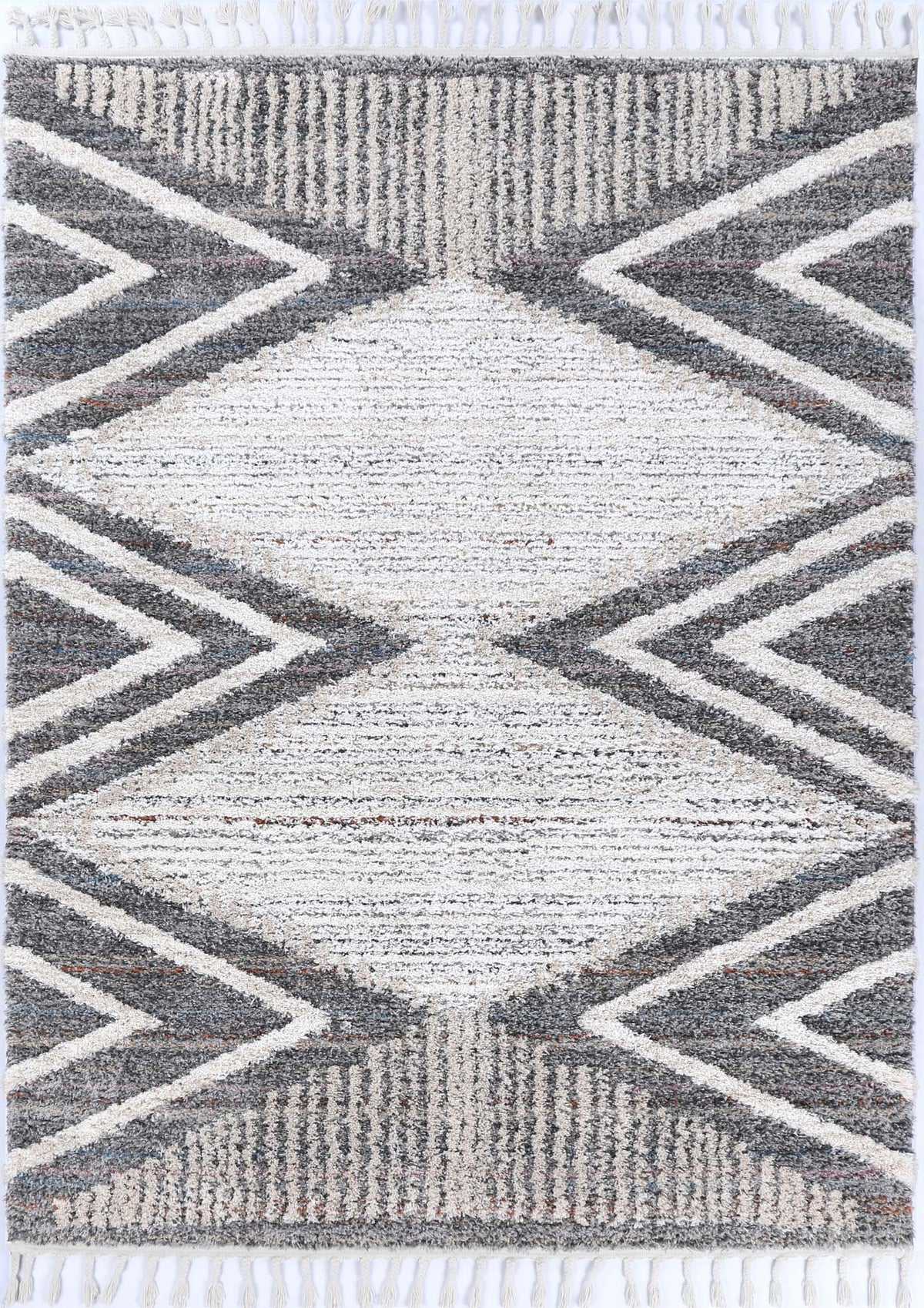 Urban Grey Ivory Tribal Diamond Rug