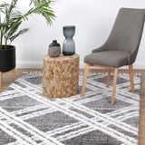Urban Charcoal Geometric Lattice Rug