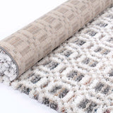 Urban Ivory Grid Pattern Textured Rug
