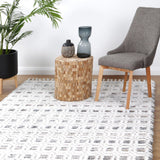 Urban Ivory Grid Pattern Textured Rug