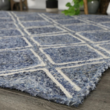 Amara Blue Diamond Lattice Natural Rug