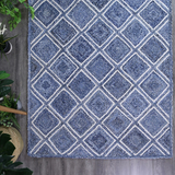 Amara Blue Diamond Lattice Natural Rug