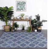 Amara Blue Diamond Lattice Natural Rug