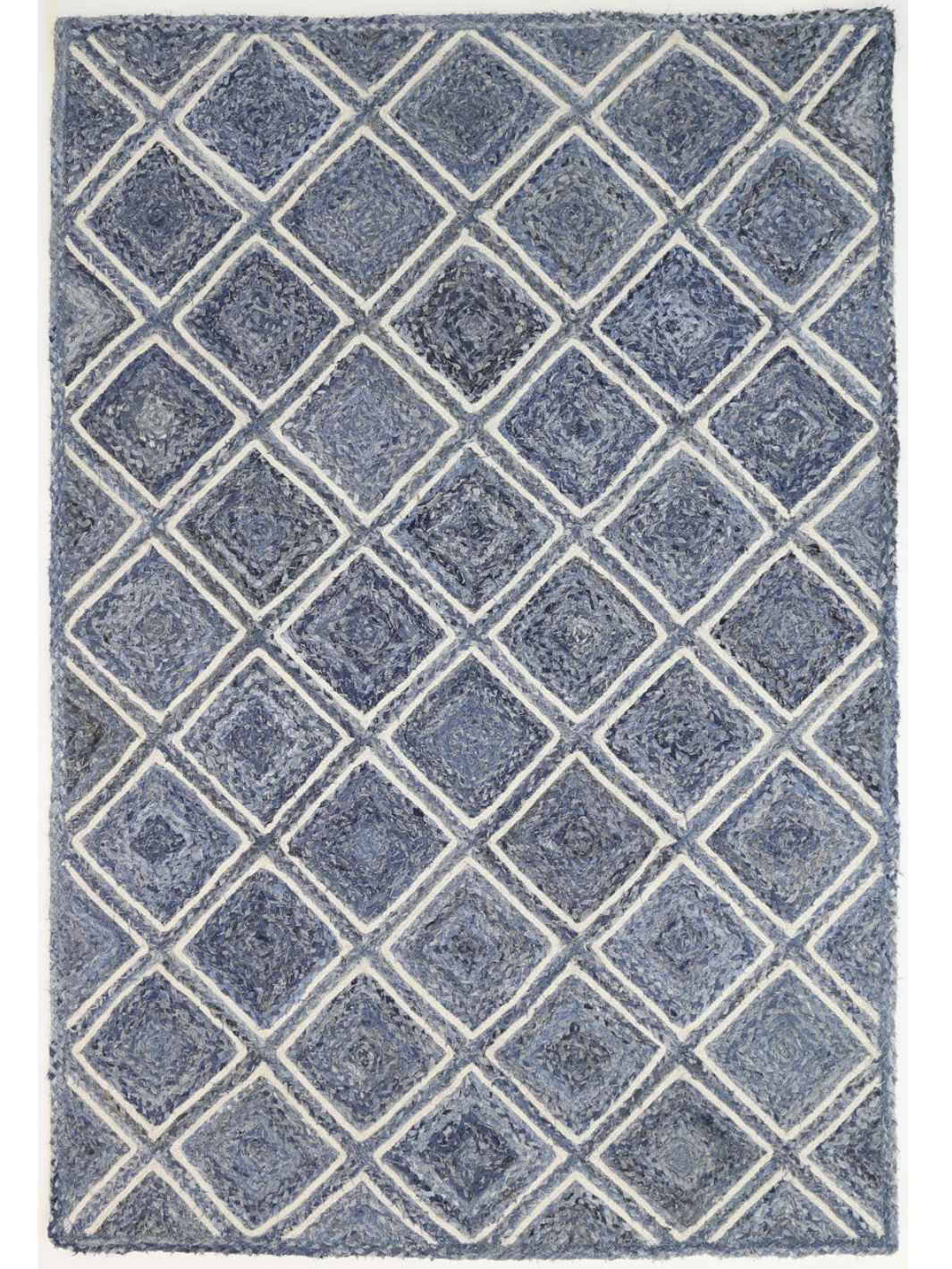 Amara Blue Diamond Lattice Natural Rug – The Rug Lady