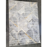 Ali Grey Gold Diamond Lattice Rug
