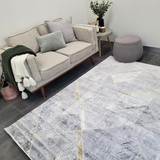 Ali Grey Gold Diamond Lattice Rug