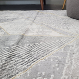 Ali Grey Gold Diamond Lattice Rug
