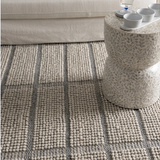 Isla Ivory Grey Grid Lines Wool Rug