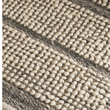 Isla Ivory Grey Grid Lines Wool Rug