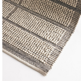 Isla Ivory Grey Grid Lines Wool Rug