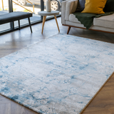 Ali Cream Blue Marble Wash Abstract Rug