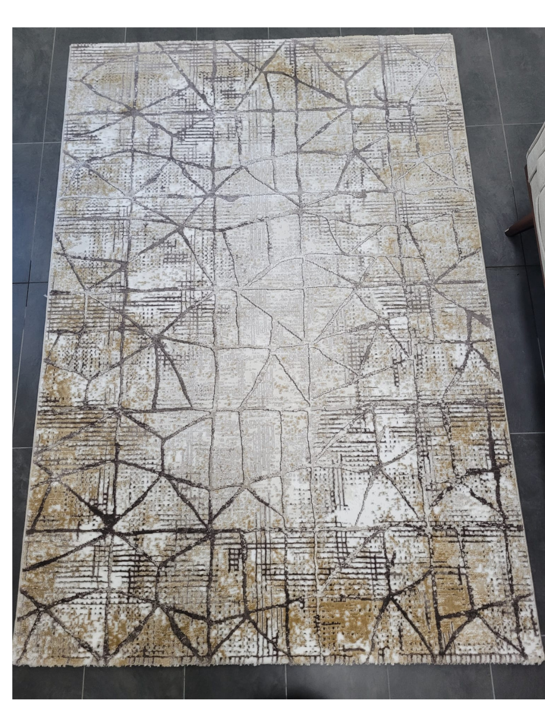 Ali Cream Vizon Distressed Abstract Rug