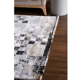 Ali Grey Black Modern Geometric Checkered Rug