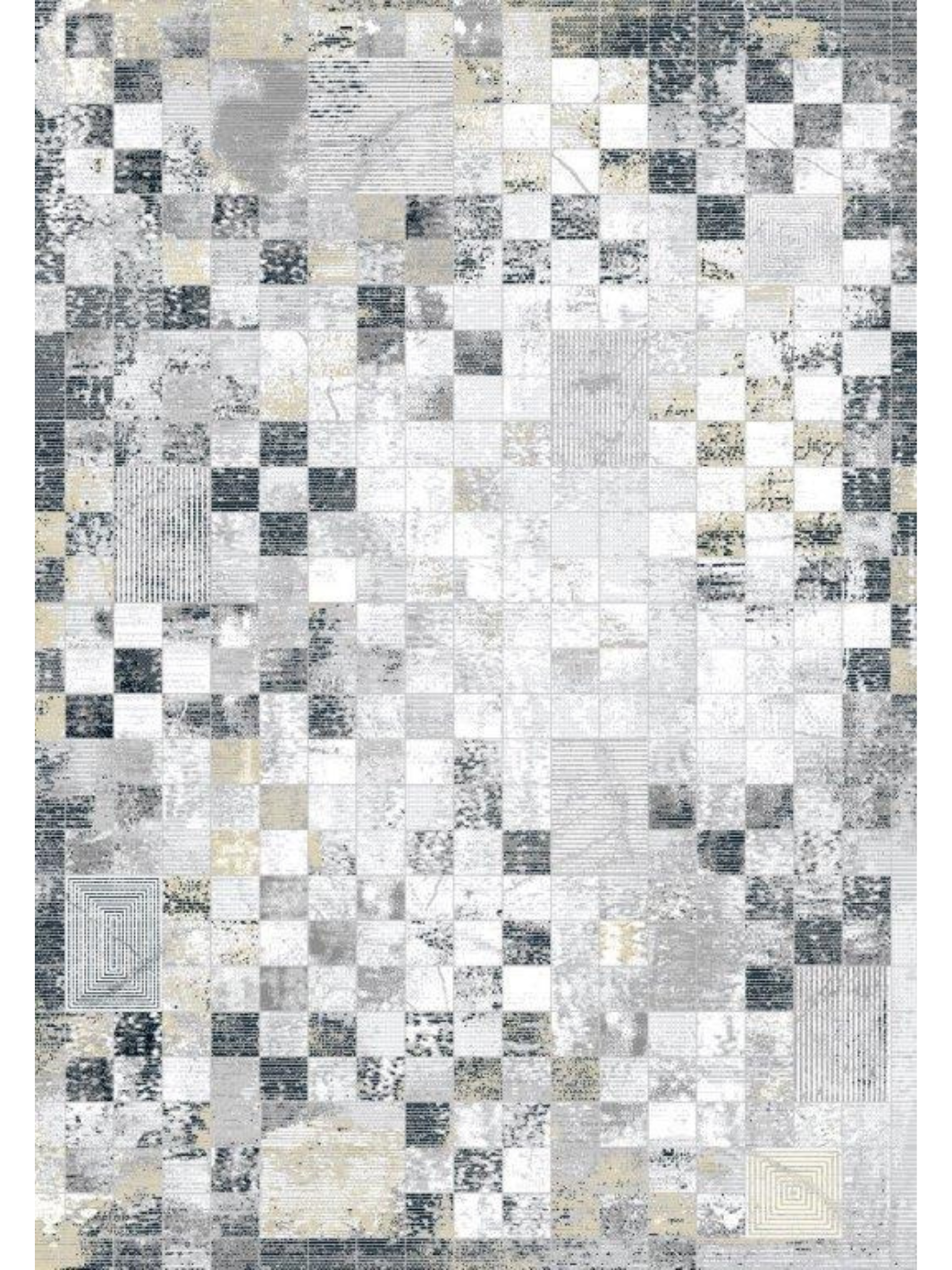 Ali Grey Black Modern Geometric Checkered Rug