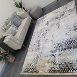 Ali Grey Black Tribal Pattern Rug