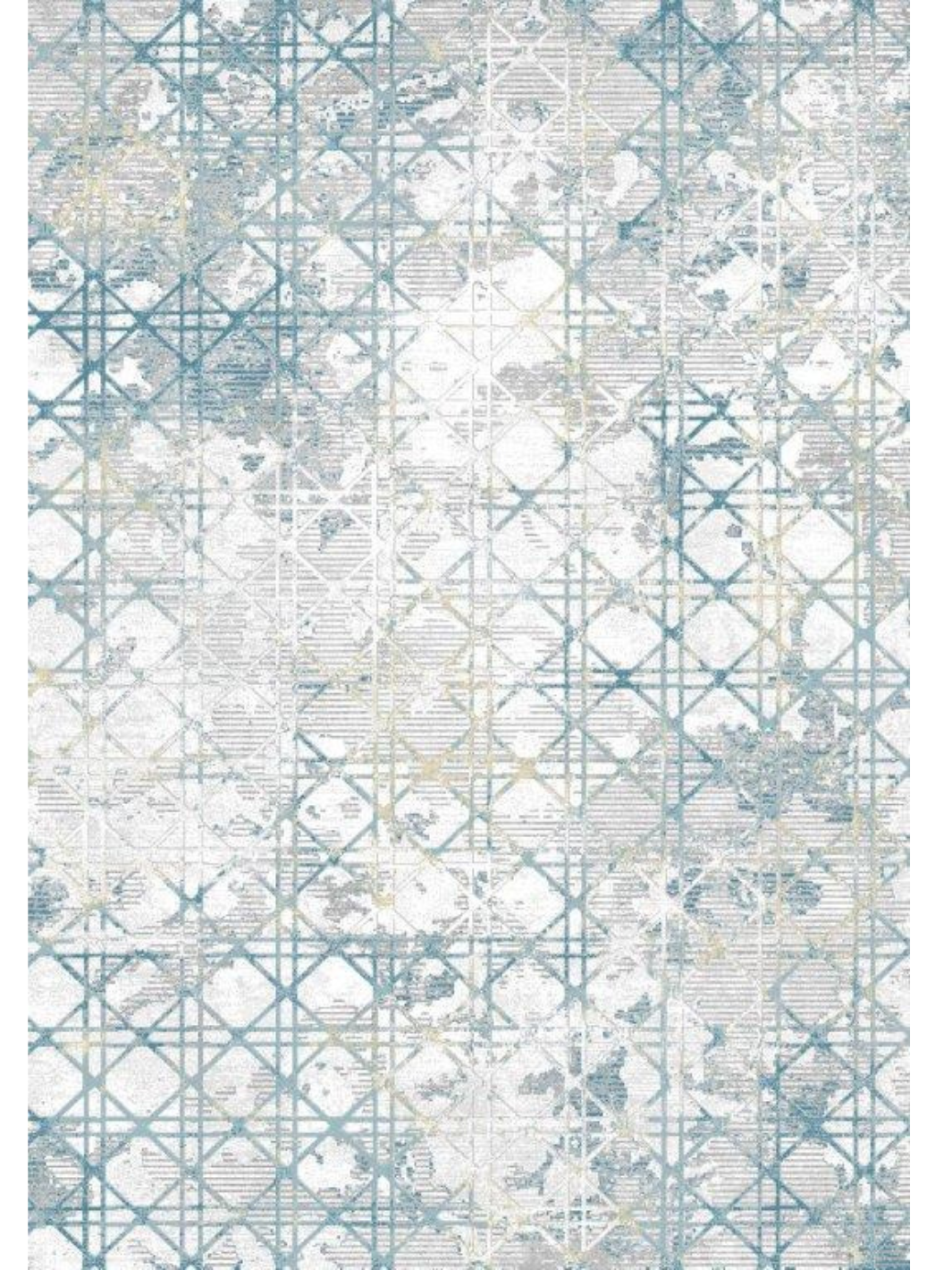 Ali Grey Blue Geometric Diamond Lines Rug