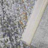 Ali Grey Gold Abstract Checkered Lines Rug