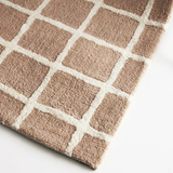 Isla Rust Grid Pattern Wool Rug