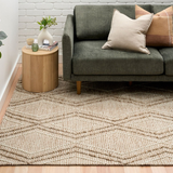 Anika Beige Diamond Trellis Wool Rug