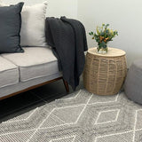 Anika Silver Grey Diamond Trellis Wool Rug