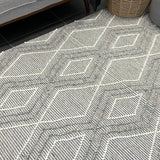 Anika Silver Grey Diamond Trellis Wool Rug