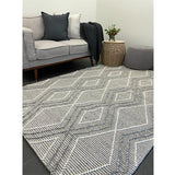 Anika Silver Grey Diamond Trellis Wool Rug