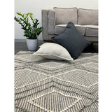 Anika Silver Grey Diamond Trellis Wool Rug