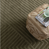 Isla Dark Green Linear Texture Wool Rug