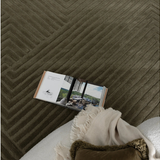 Isla Dark Green Linear Texture Wool Rug