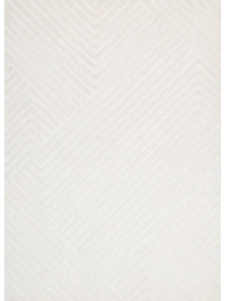 Isla Ivory Linear Texture Wool Rug