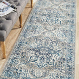 Blake Blue Grey Medallion Transitional Hallway Runner