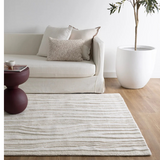 Isla Ivory Beige Wave Lines Wool Rug