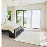 Isla Ivory Beige Wave Lines Wool Rug
