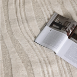 Isla Ivory Beige Wave Lines Wool Rug